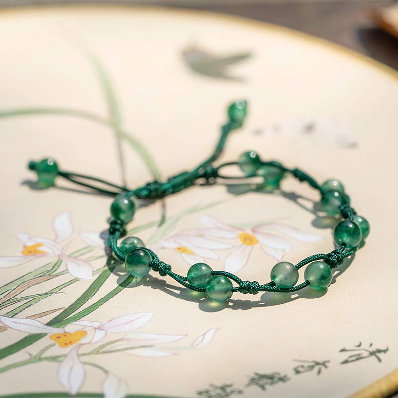 Buddha Stones Rode agaat, mosagaat, cinnaber, kalmerende Armband - Mosagaat &amp; Groene String - image 21