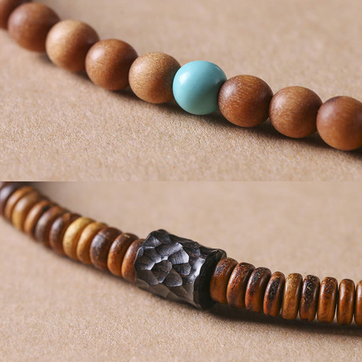 Buddha Stones Sandelhout Turkoois Beschermende Dubbele Armband - image 5