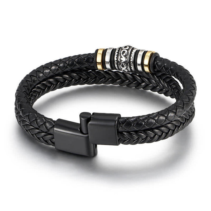 Buddha Stones Gevlochten Armband van gelaagd leer en titaniumstaal - image 2