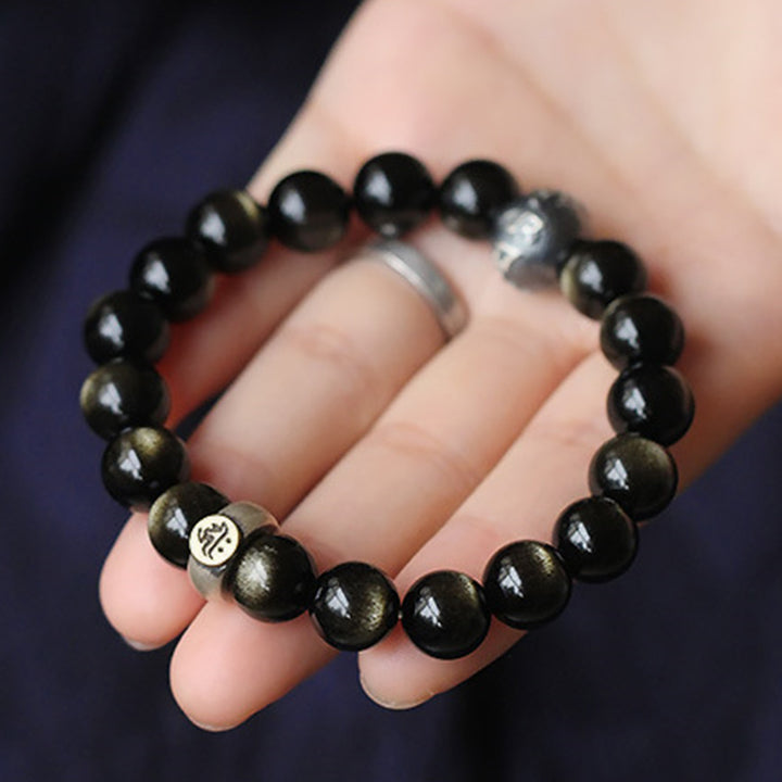 Buddha Stones Chinese dierenriem geboorte Boeddha Obsidiaan Armband - image 5