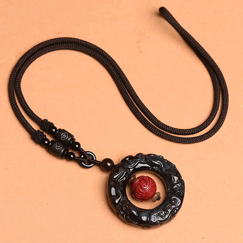 Buddha Stones Feng Shui Natuurlijke Regenboog Obsidiaan PiXiu Cinnaber Genezende Ketting - image 8