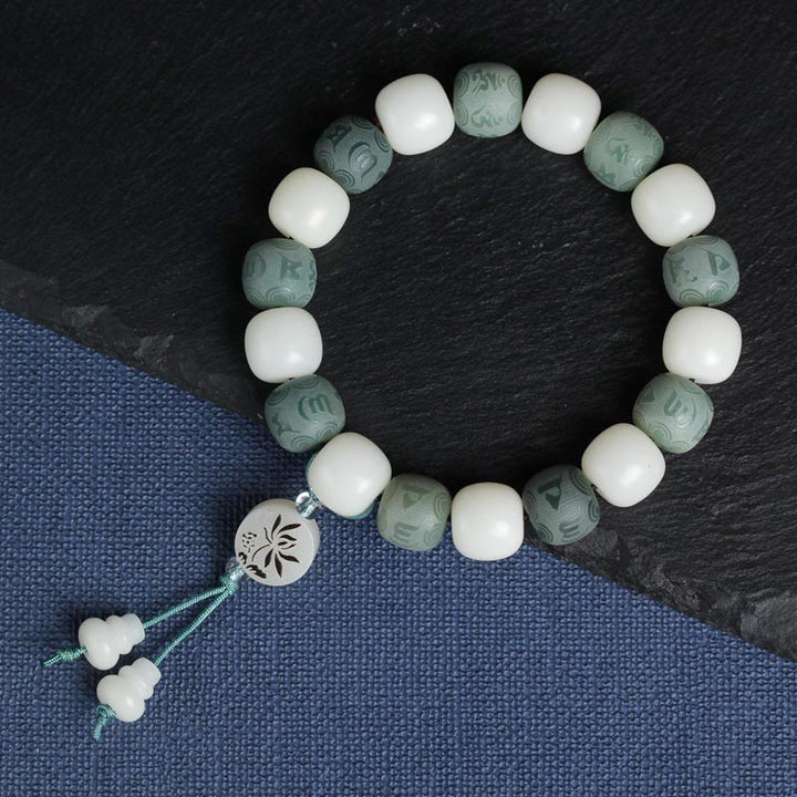 Buddha Stones Witte Bodhi Zes Ware Woorden Armband - image 3
