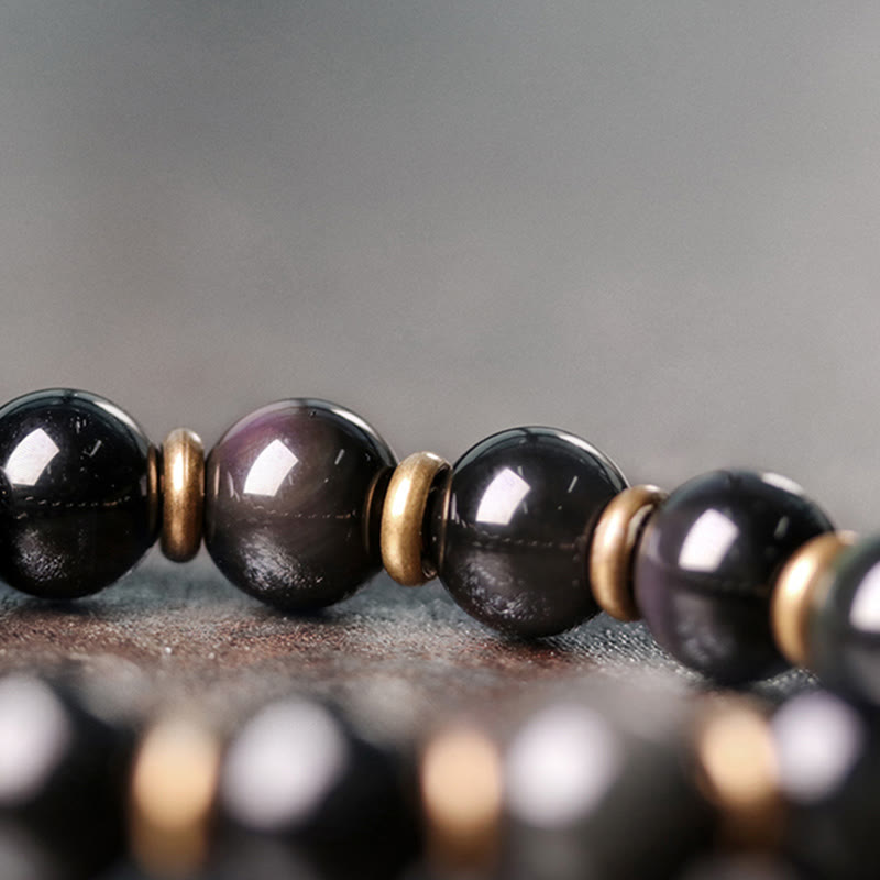 Buddha Stones Regenboog Obsidiaan Koper Liefde Helende Armband - image 4