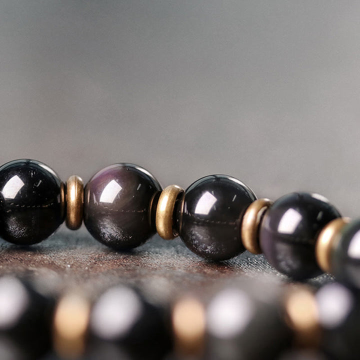 Buddha Stones Regenboog Obsidiaan Koper Liefde Helende Armband - image 4
