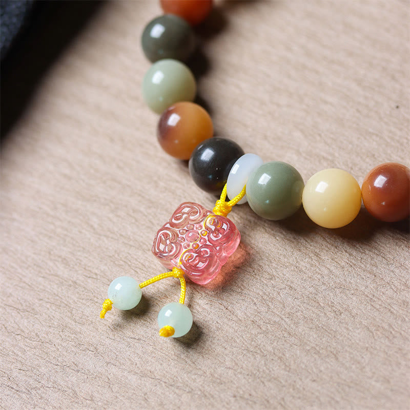 Buddha Stones Natuurlijke veelkleurige Bodhizaad Liuli glazen bedel Armband - image 5
