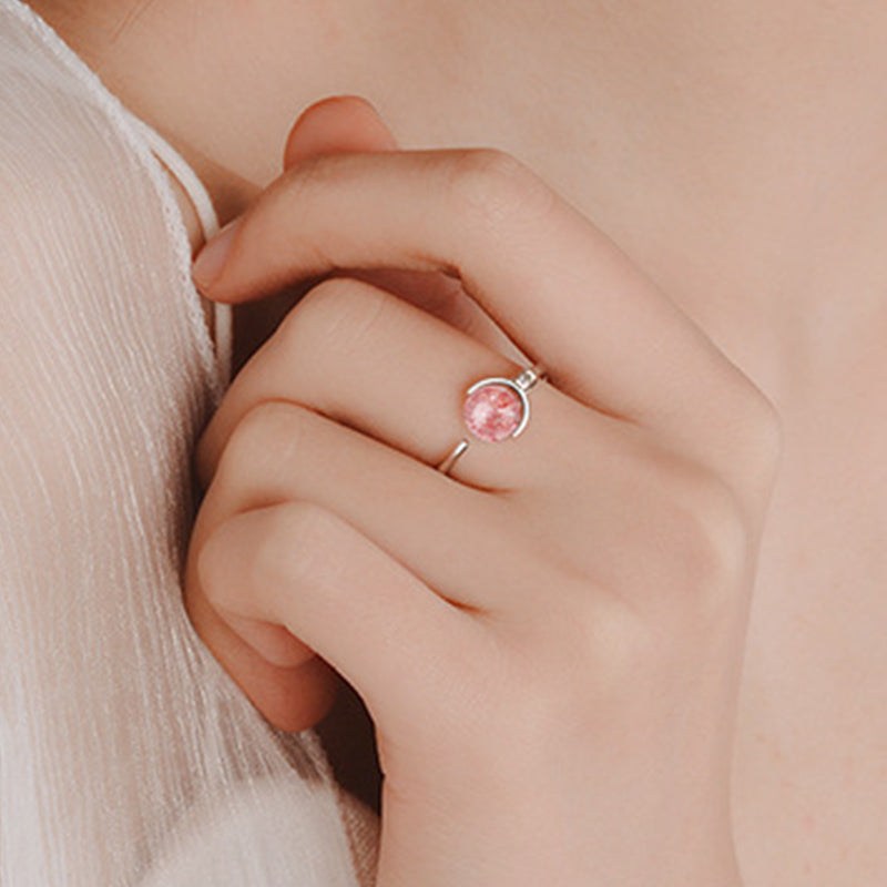 Buddha Stones Roze kristallen rustgevende Ring - image 2