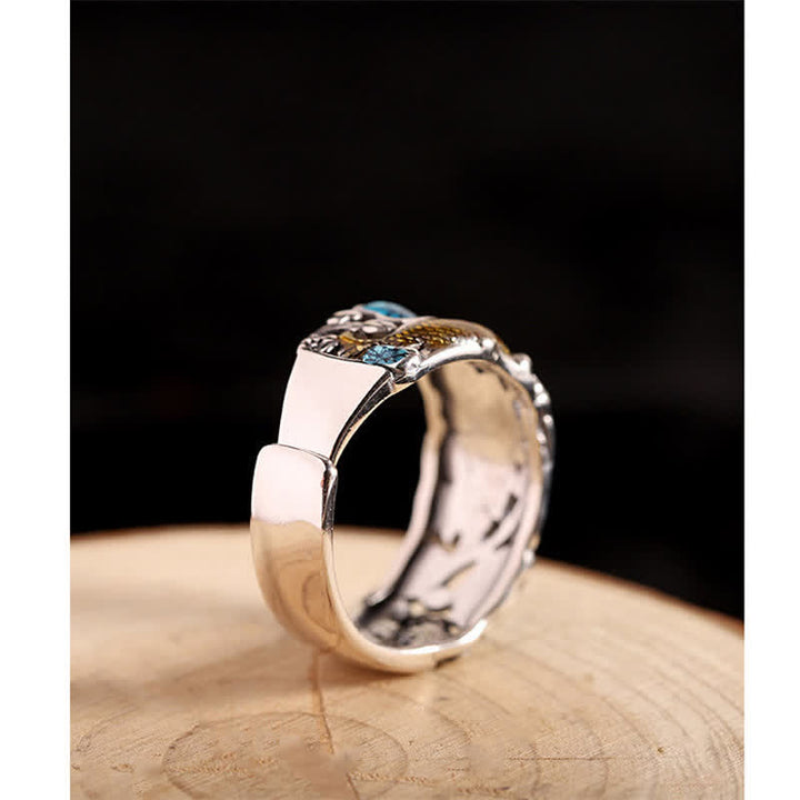Buddha Stones 925 Sterling Zilveren Lotus Koi Vis Ring - image 4