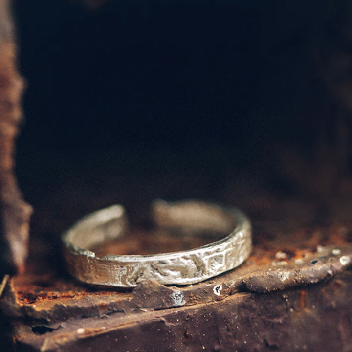 Buddha Stones Ring voor stellen, eenvoudig ontwerp, 925 sterling zilver, met zegenmotief. - image 3