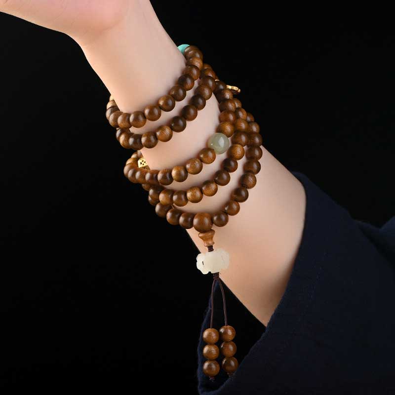 Buddha Stones Tibetaanse rozenhouten beschermende kalmerende Armband (Mala) - image 9