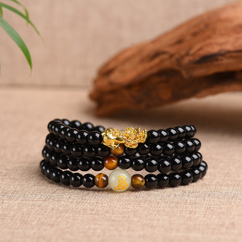 Buddha Stones Armband dierenriem obsidiaan PiXiu Mala - image 1