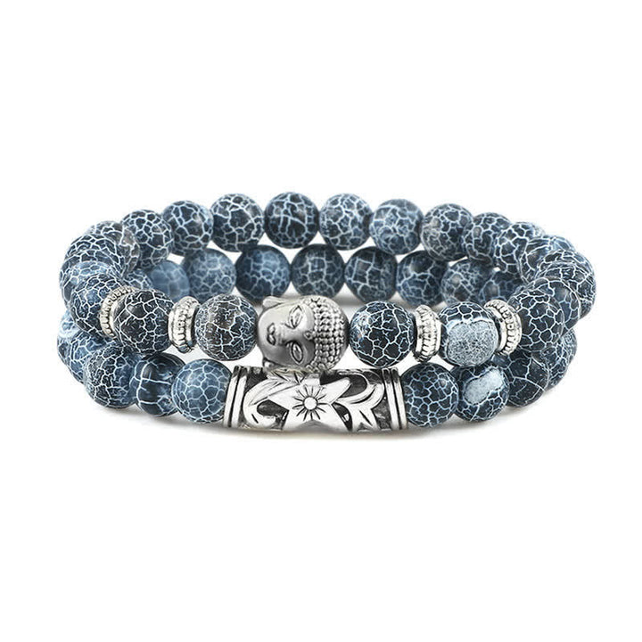 Buddha Stones 2 stuks natuurlijke kristallen agaat Boeddha Armband - Blauwe verweerde agaat - image 8