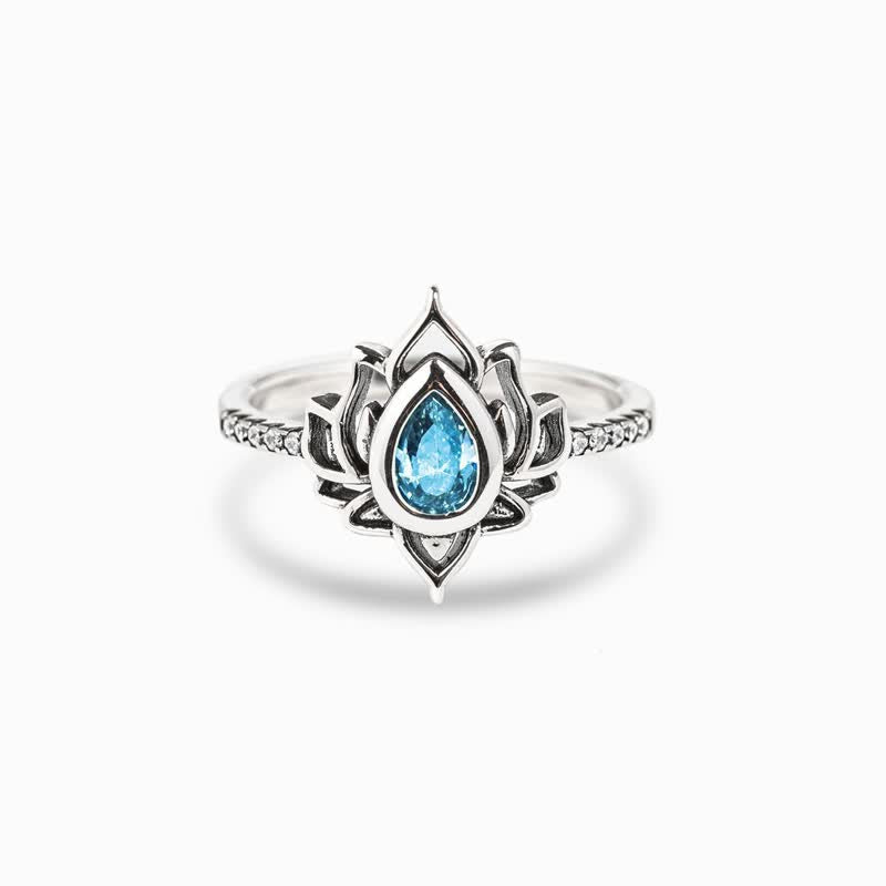 Buddha Stones Sterling zilveren lotus zirkoon zegenende Ring - image 0