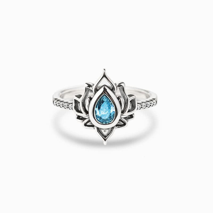 Buddha Stones Sterling zilveren lotus zirkoon zegenende Ring - image 0