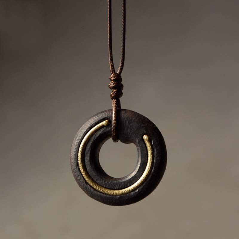 Buddha Stones Zen cirkel ebbenhouten Ketting - Ebbenhout - image 0