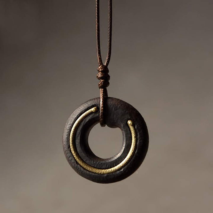 Buddha Stones Zen cirkel ebbenhouten Ketting - Ebbenhout - image 0