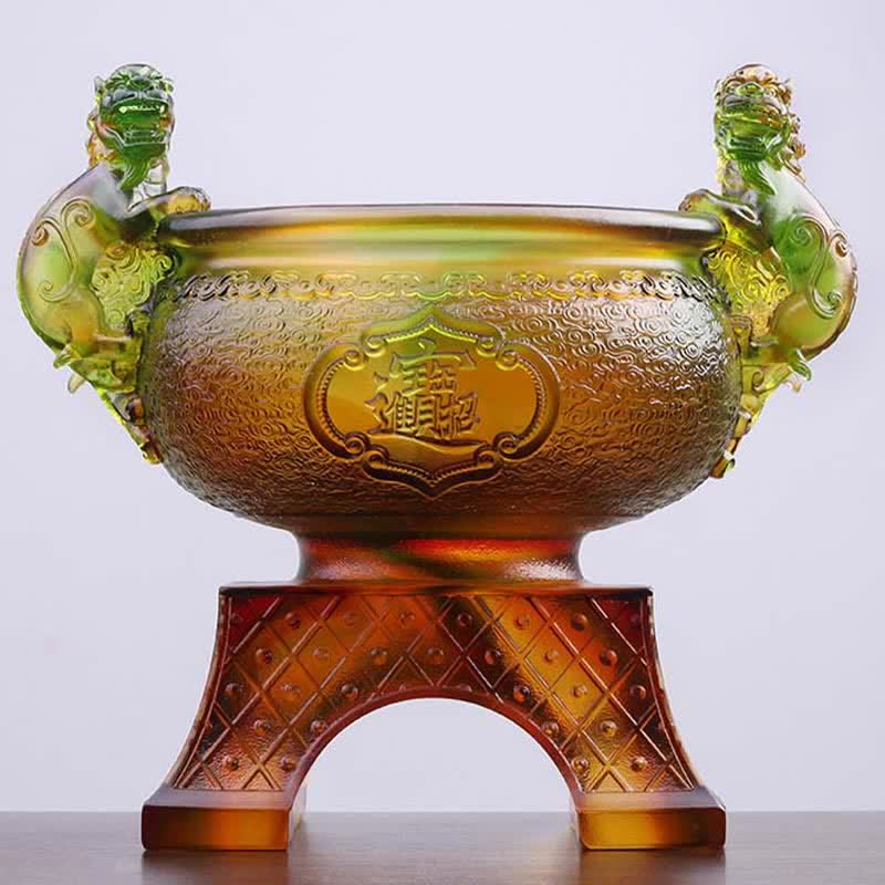 Buddha Stones Handgemaakte Liuli kristallen PiXiu schatkom, een kunstwerk voor in huis. - image 1