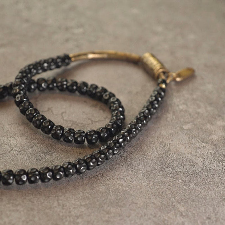 Buddha Stones Retro armband van kokosnootschaal, messing en koper met drievoudige wikkeling . - image 7