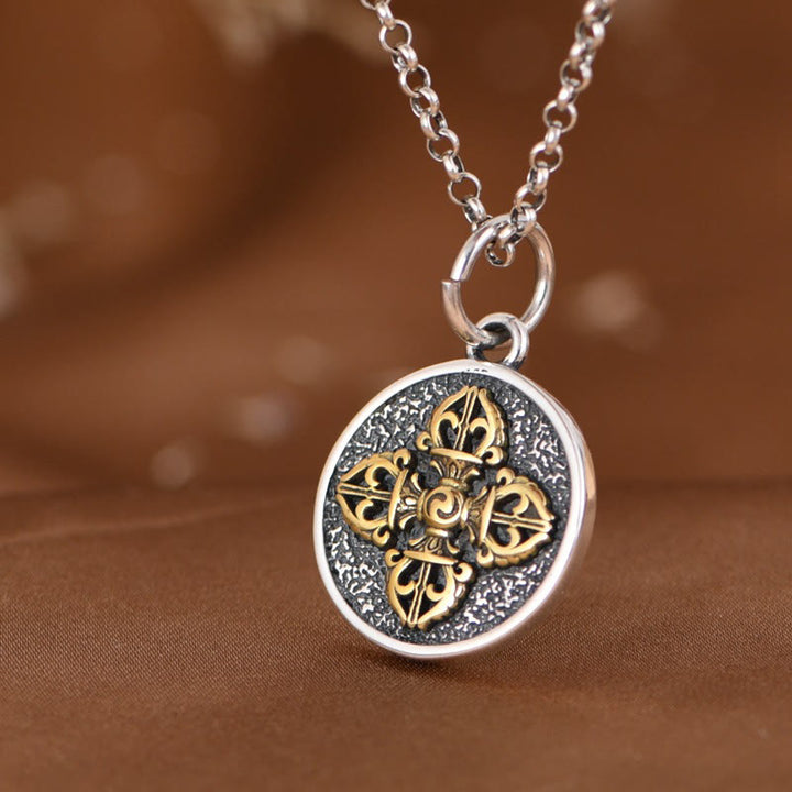 Buddha Stones 925 Sterling Zilveren Dubbele Dorje Vajra Ketting - image 2