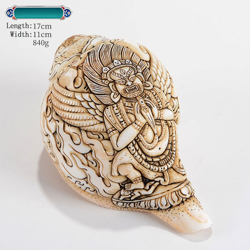 Tibetaanse handgemaakte gegraveerde Shankha Boeddha Avalokitesvara Conch Shell rijkdom decoratie - Dorjé Phurba Boeddha 17*11cm - image 26