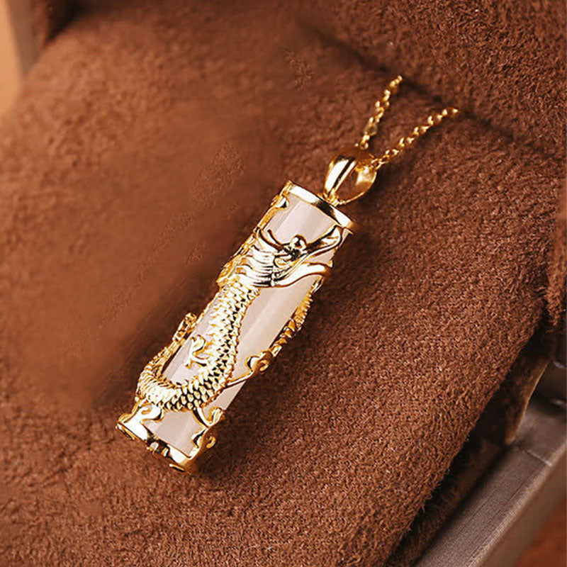 Buddha Stones Jade Draak Feniks Koperen Zegen Harmonie Ketting - Draak - image 2
