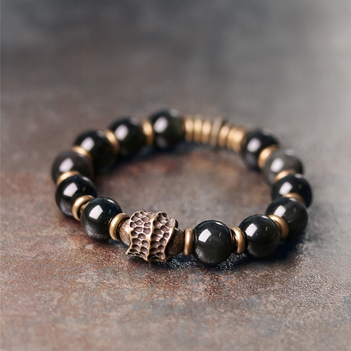 Buddha Stones Regenboog Obsidiaan Koper Liefde Helende Armband - image 1