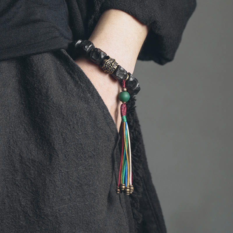 Buddha Stones Armband ebbenhouten koperen vredeskwastje Pols Mala - image 1