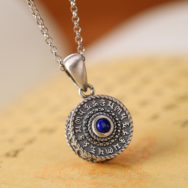 Buddha Stones 925 Sterling Zilveren Om Mani Padme Hum Lazuriet Lapis Lazuli Liefde Vrede Ketting - Om Mani Padme Hum(Liefde♥Focus) - image 0