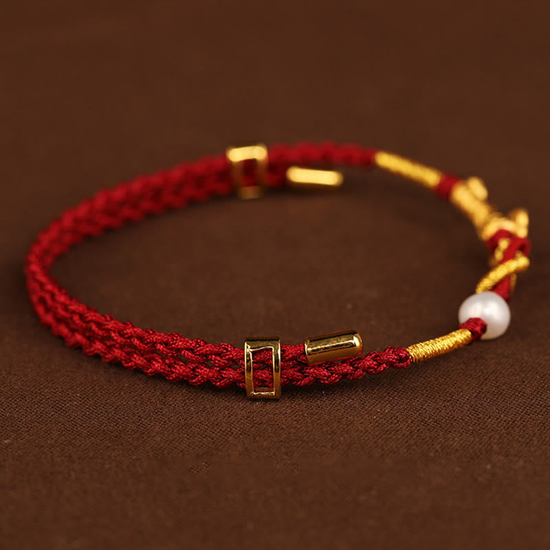 Buddha Stones 24K Gouden Armband met Ruyi-handvat en Fu-teken: Konijn, Parel, Geluk. - image 7