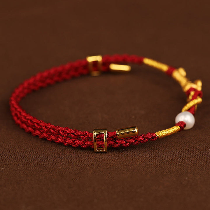 Buddha Stones 24K Gouden Armband met Ruyi-handvat en Fu-teken: Konijn, Parel, Geluk. - image 7