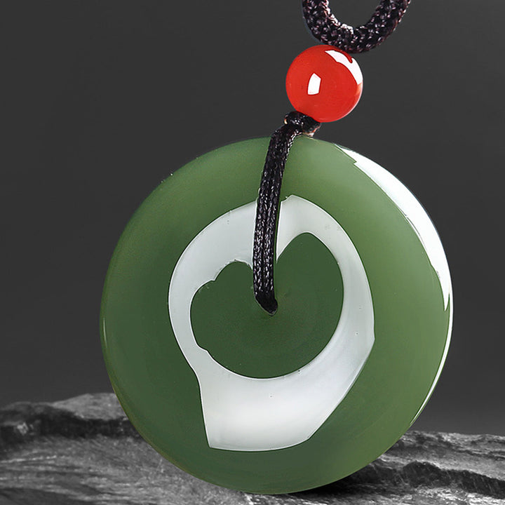 Buddha Stones Natuurlijke ronde jade vredesgesp Ketting - image 2