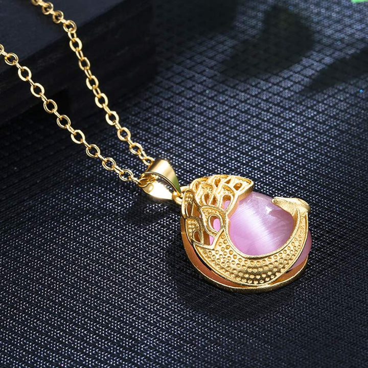 Roze kristalgroene chalcedoon pauw koperen rustgevende liefde Ketting - image 1