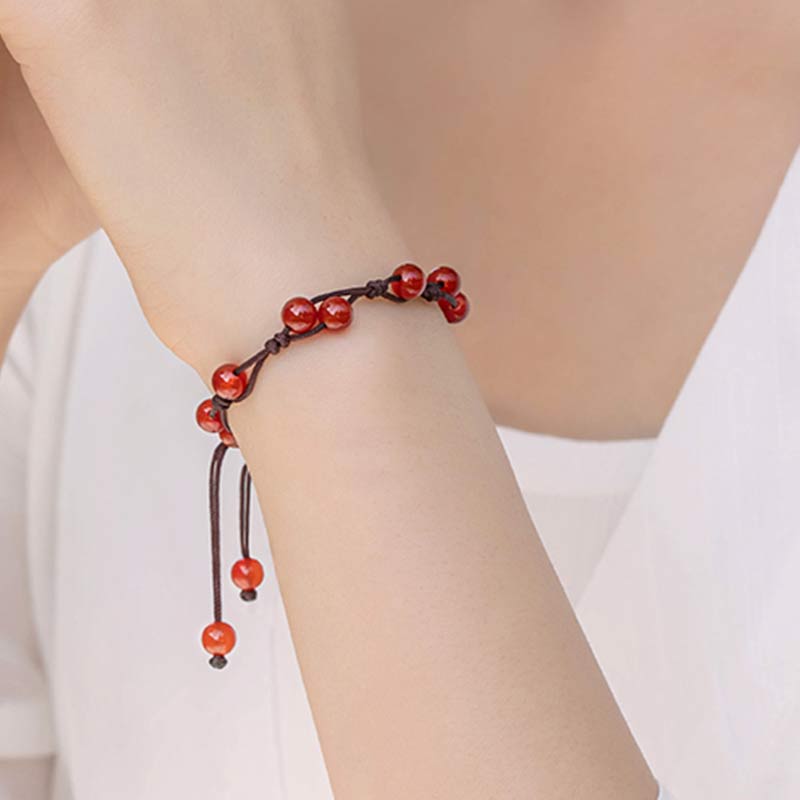 Buddha Stones Rode agaat, mosagaat, cinnaber, kalmerende Armband - image 3