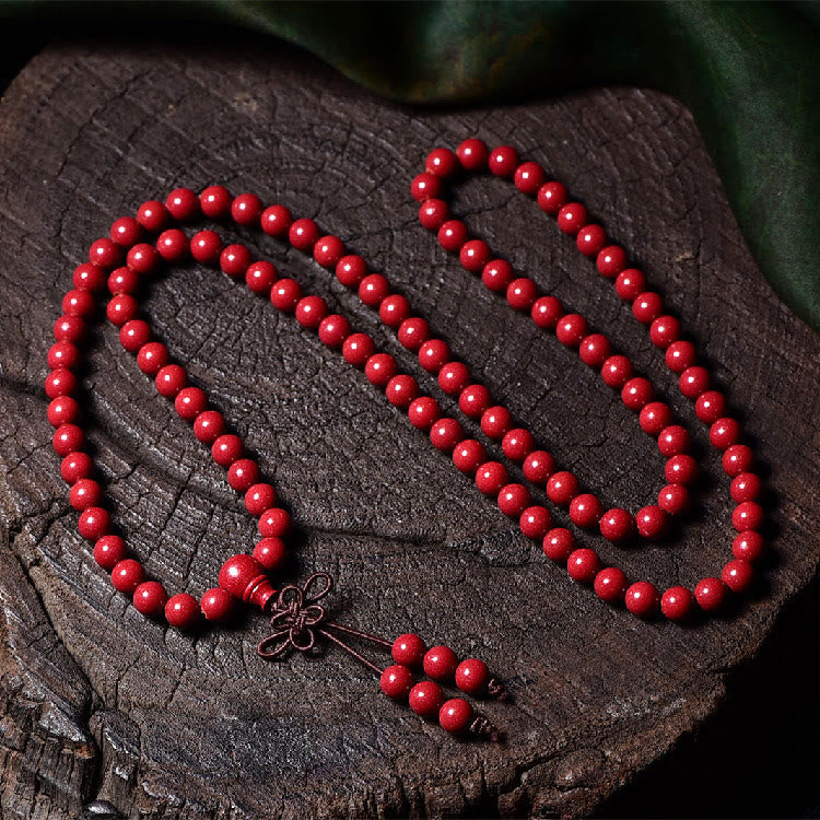 Buddha Stones 108 Mala kralen met cinnaber Om Mani Padme Hum patroon gegraveerde Armband - 7mm* 108 ronde kralen - image 16