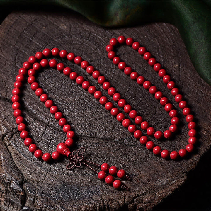 Buddha Stones 108 Mala kralen met cinnaber Om Mani Padme Hum patroon gegraveerde Armband - 7mm* 108 ronde kralen - image 16