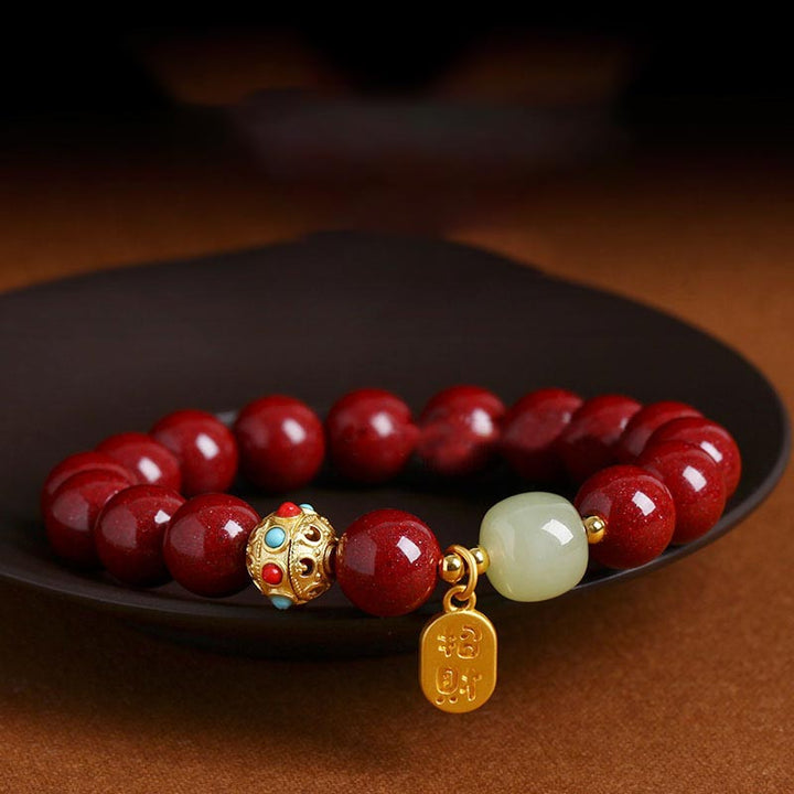 Buddha Stones Armband met geluksbedel van cinnabergroene aventurijn, ter bescherming tegen ongeluk - image 0