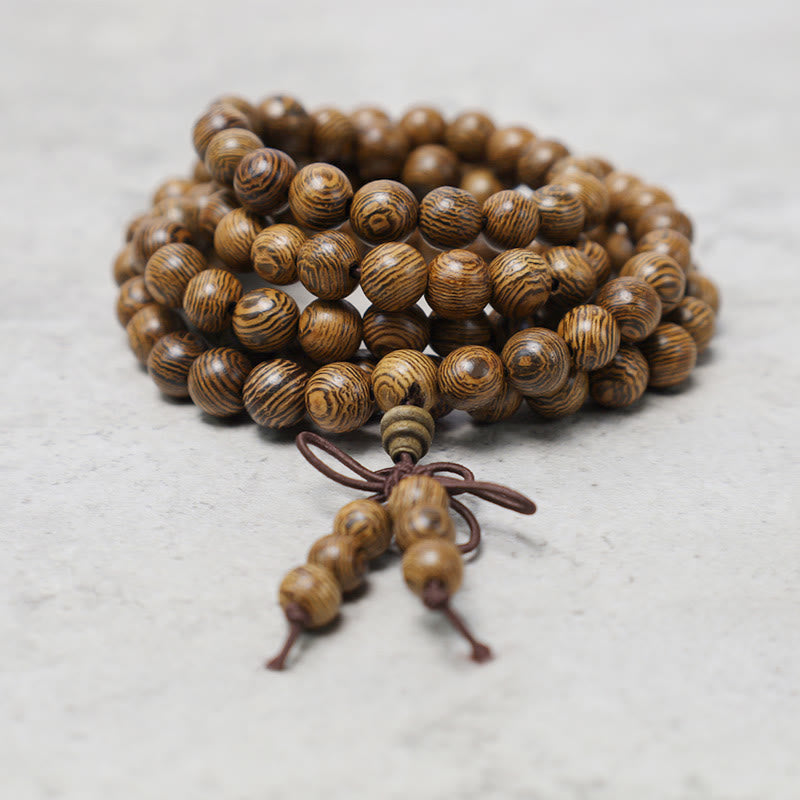 Buddha Stones 108 Mala kralen Armband voor gebed en meditatie, sandelhout, elastisch - image 16