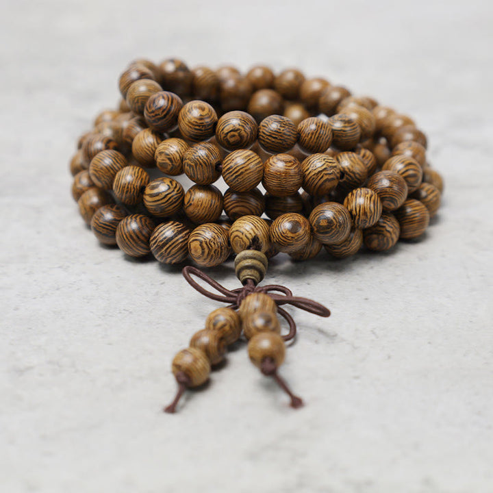 Buddha Stones 108 Mala kralen Armband voor gebed en meditatie, sandelhout, elastisch - image 16