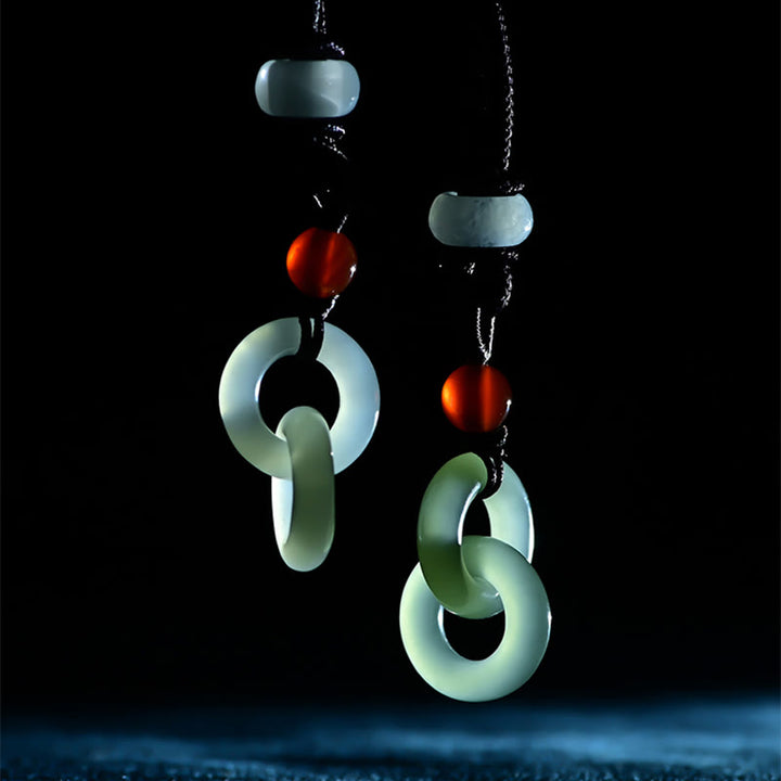 Buddha Stones Natuurlijke Hetian cyaan jade witte jade dubbele vredesgesp succes Ketting - image 5