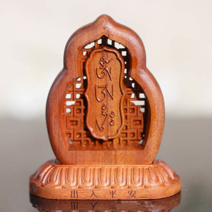 Buddha Stones Vajrasattva Boeddha houten beeldje met gravure van mededogen, decoratie - image 2