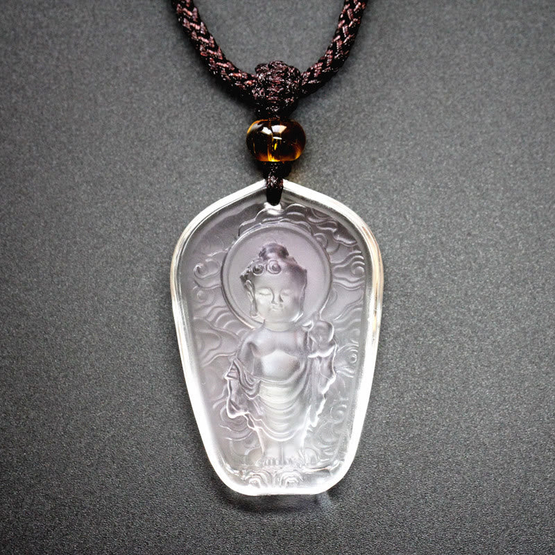 Buddha Stones Tibetaanse Boeddha Liuli Kristal Sereniteit Ketting - Witte Boeddha - image 2