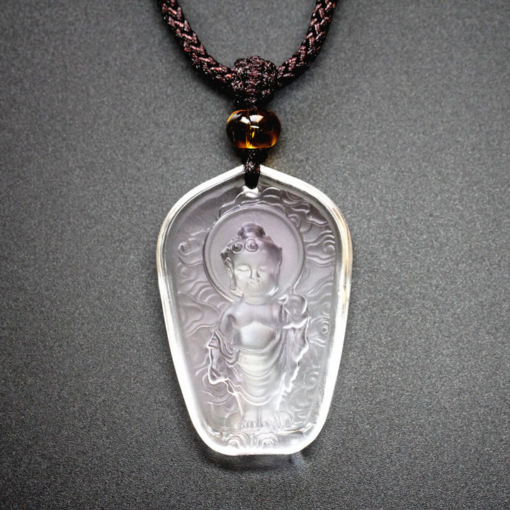 Buddha Stones Tibetaanse Boeddha Liuli Kristal Sereniteit Ketting - Witte Boeddha - image 2