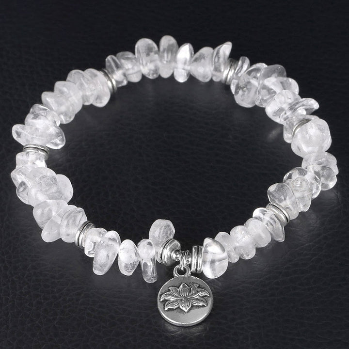 Buddha Stones Natuurlijke witte kristallen lotus helende Armband - image 1