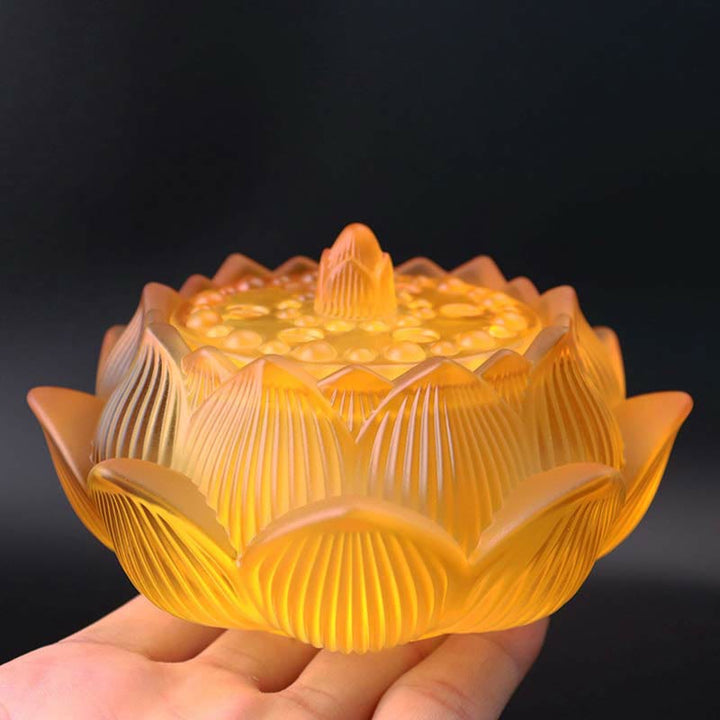 Buddha Stones Lotus Liuli Kristal Genezing Meditatie Wierook - Gele lotusbloem 11,5*6,7 cm - image 4