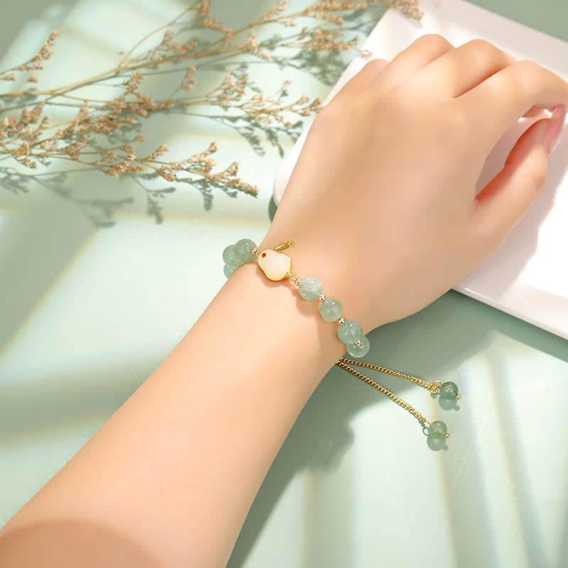 Buddha Stones Armband met gelukskralen van natuurlijke groene aventurijn, symbool van het jaar van het konijn. - image 1