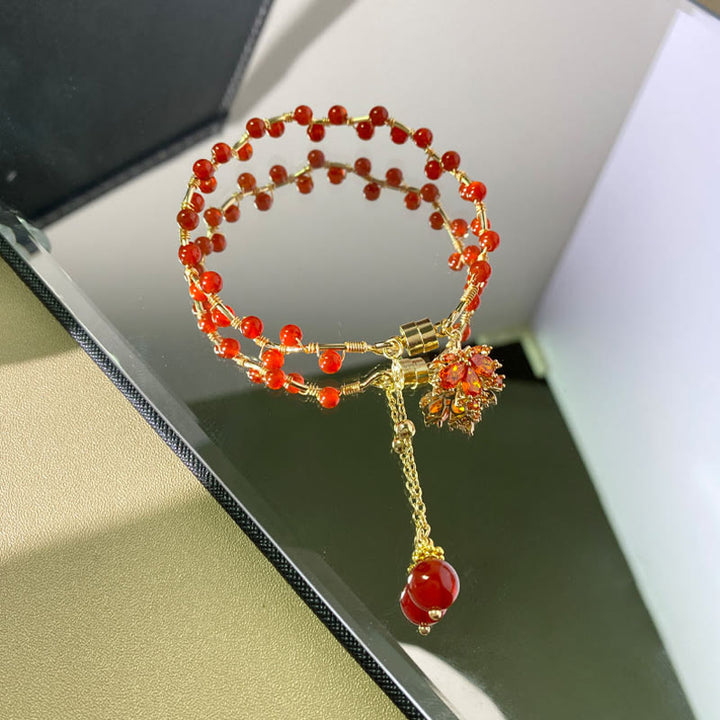 Buddha Stones Armband met gelukshanger in de vorm van een rood esdoornblad - image 12