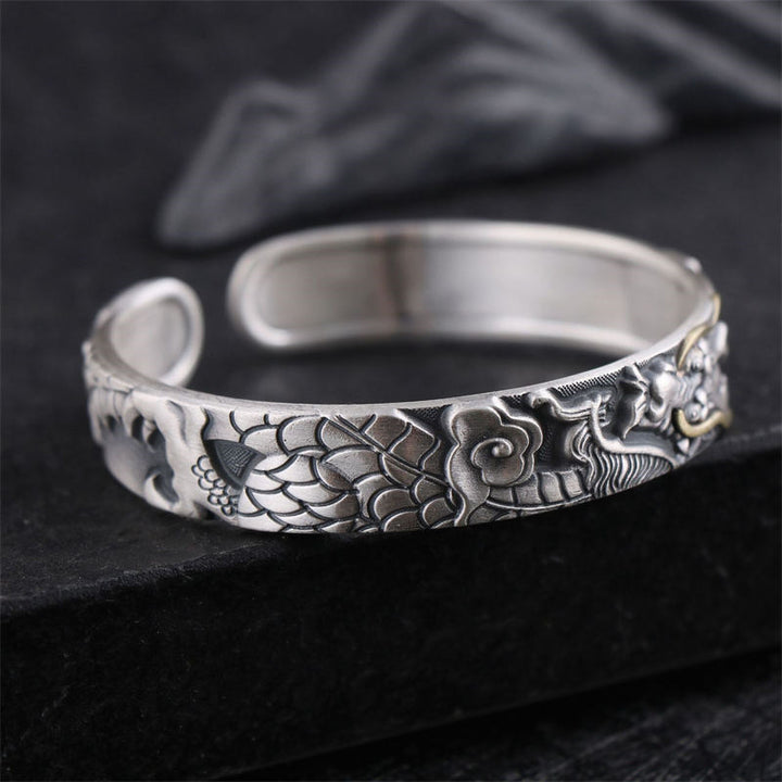 Buddha Stones 999 Sterling Zilveren Draken Kracht Bangle-armband - image 2