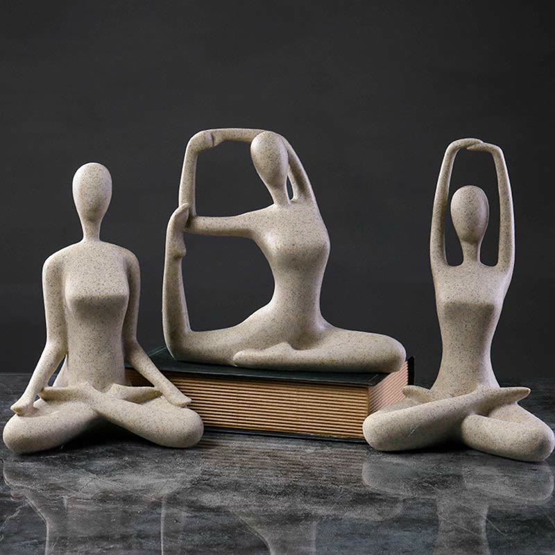 Buddha Stones Abstracte yoga- en meditatieoefening, spiritueel beeldje van hars, sculptuur, bureaudecoratie - image 0