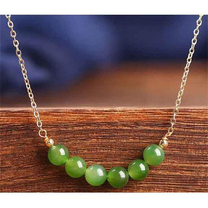 14k vergulde Hetian cyaan jade kralen Ketting - image 5