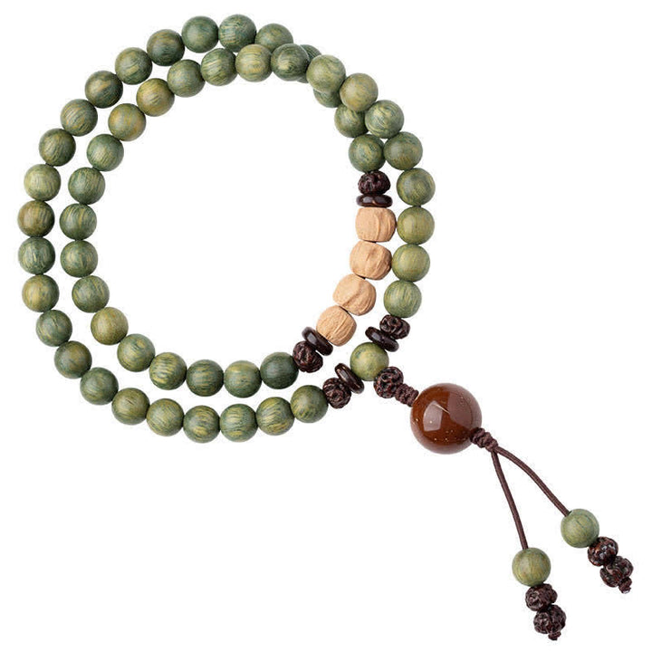 Buddha Stones Groene sandelhouten Armband met positieve boodschap en vredesmotief - image 17