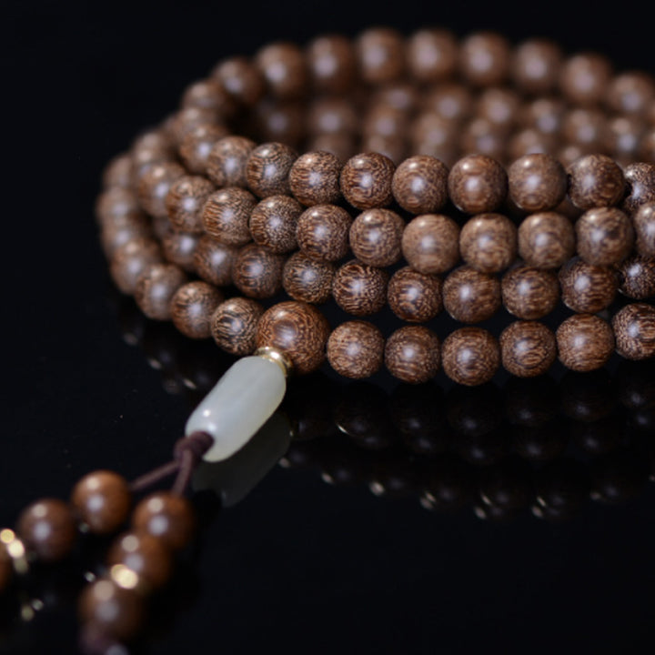 Buddha Stones 108 Mala kralen, rozenhout, jade, rustgevende Armband - image 6